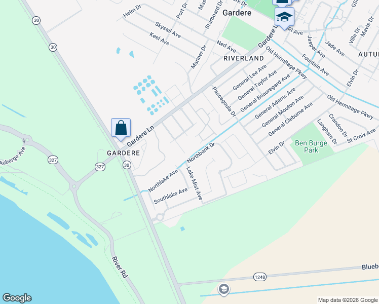 map of restaurants, bars, coffee shops, grocery stores, and more near 8625 Longwood View Avenue in Baton Rouge