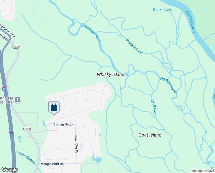 map of restaurants, bars, coffee shops, grocery stores, and more near 106 Forest Drive in Pearl River
