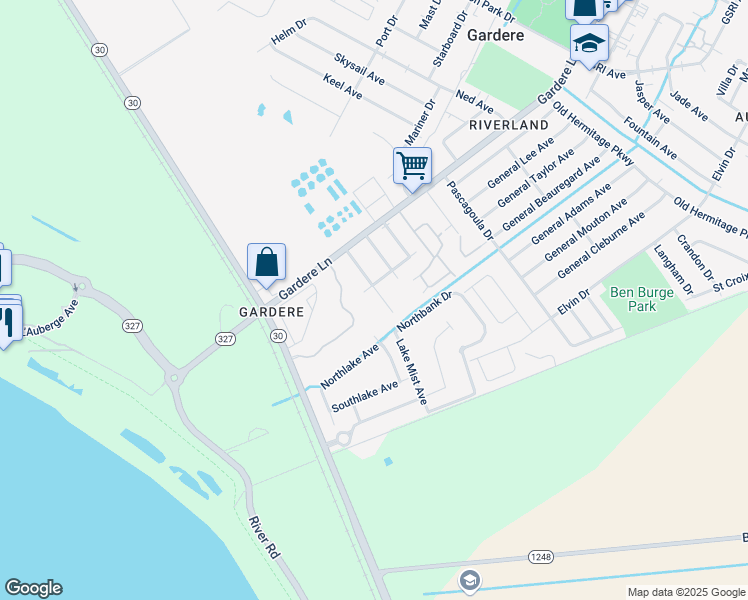 map of restaurants, bars, coffee shops, grocery stores, and more near 8613 Santa Rosa Avenue in Baton Rouge