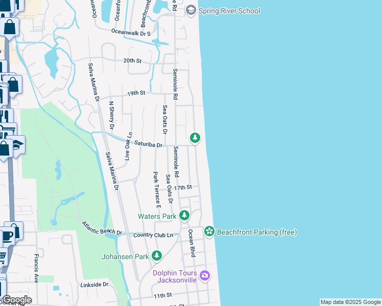 map of restaurants, bars, coffee shops, grocery stores, and more near 1789 Beach Avenue in Atlantic Beach