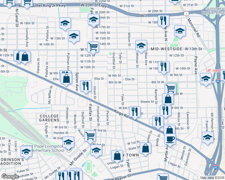 map of restaurants, bars, coffee shops, grocery stores, and more near 1679 Mc Conihe Street in Jacksonville