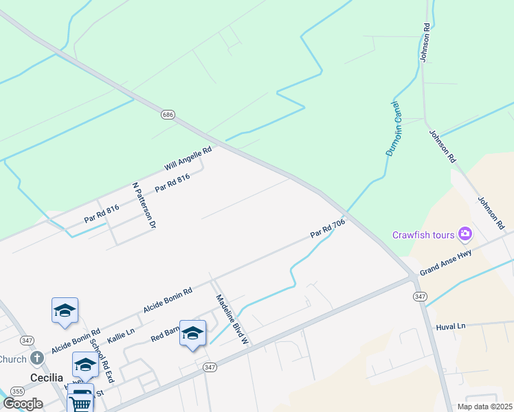 map of restaurants, bars, coffee shops, grocery stores, and more near 1041 Scott Road in Arnaudville