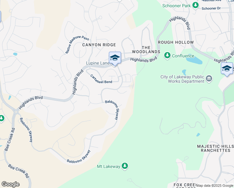 map of restaurants, bars, coffee shops, grocery stores, and more near 205 Vista Village Cove in Austin