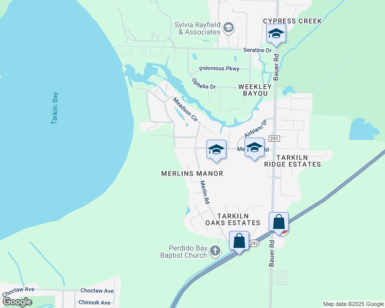 map of restaurants, bars, coffee shops, grocery stores, and more near 1997 Merlin Road in Pensacola