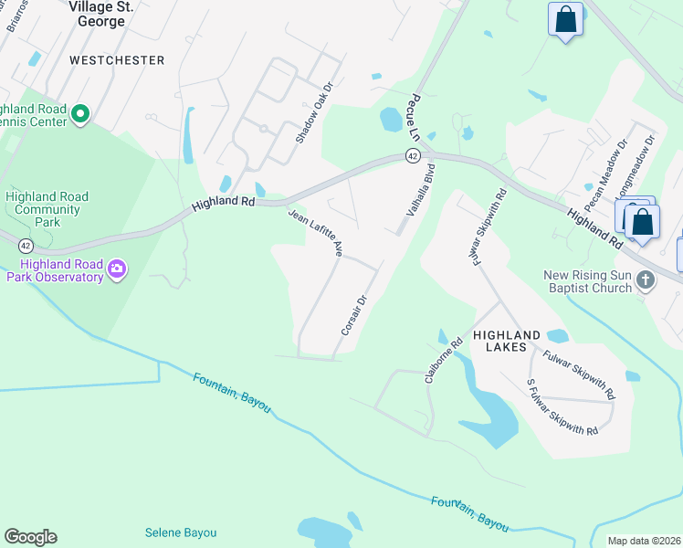 map of restaurants, bars, coffee shops, grocery stores, and more near 423 Jean Lafitte Avenue in Baton Rouge