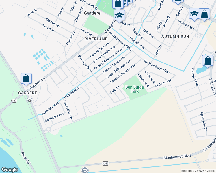 map of restaurants, bars, coffee shops, grocery stores, and more near 2235 General Cleburne Avenue in Baton Rouge