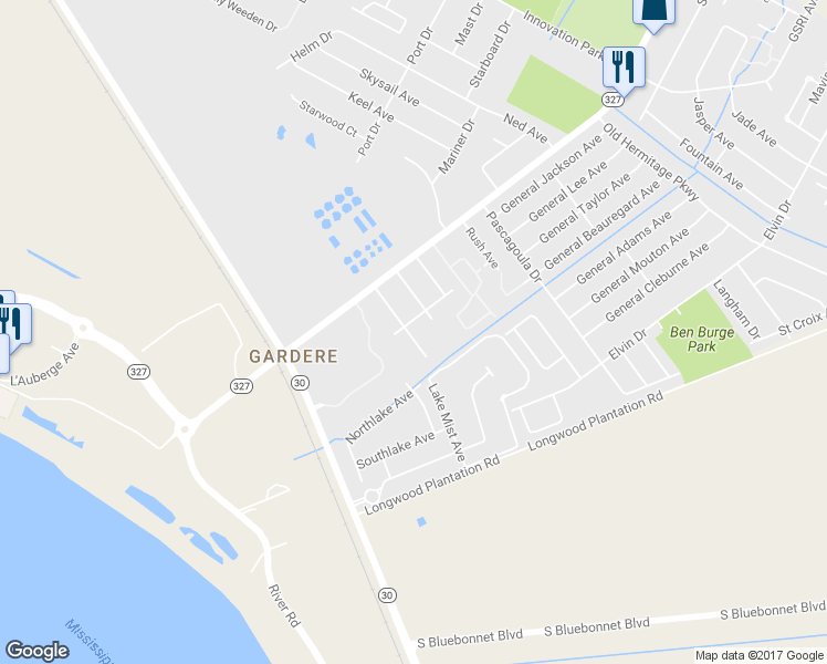 map of restaurants, bars, coffee shops, grocery stores, and more near 8613 Santa Rosa Avenue in Baton Rouge