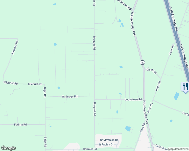map of restaurants, bars, coffee shops, grocery stores, and more near 100 Legrande Road in Carencro