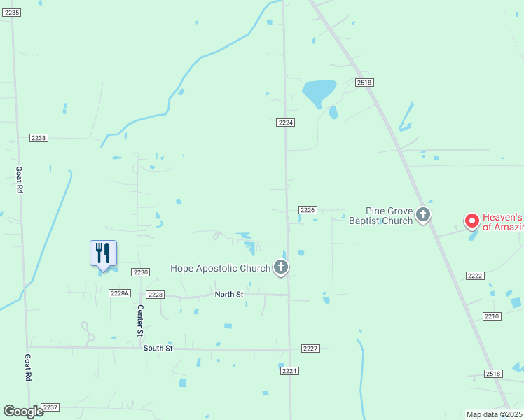 map of restaurants, bars, coffee shops, grocery stores, and more near 1525 County Road 2224 in Cleveland