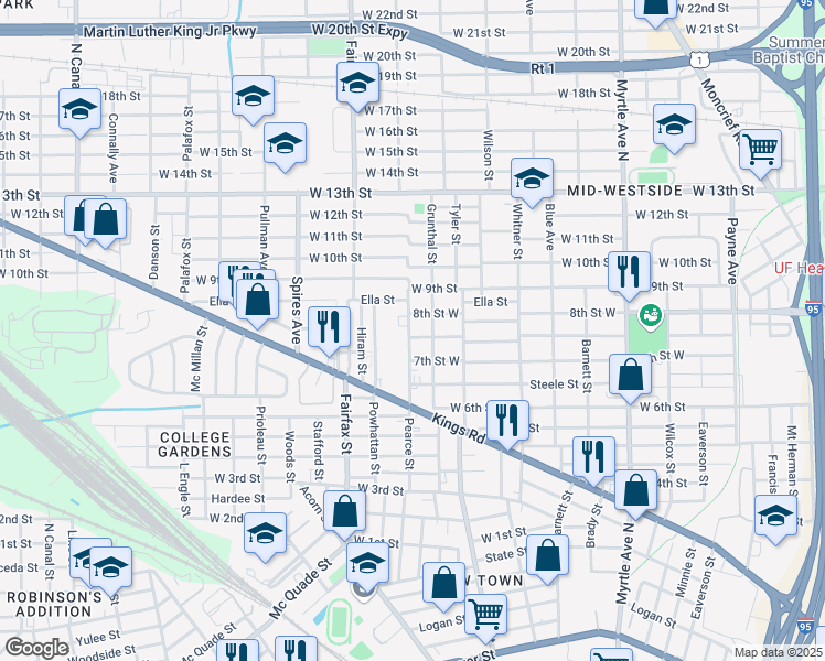 map of restaurants, bars, coffee shops, grocery stores, and more near 1679 Mc Conihe Street in Jacksonville