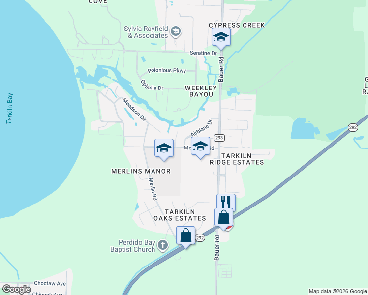 map of restaurants, bars, coffee shops, grocery stores, and more near 4887 Meadson Road in Pensacola