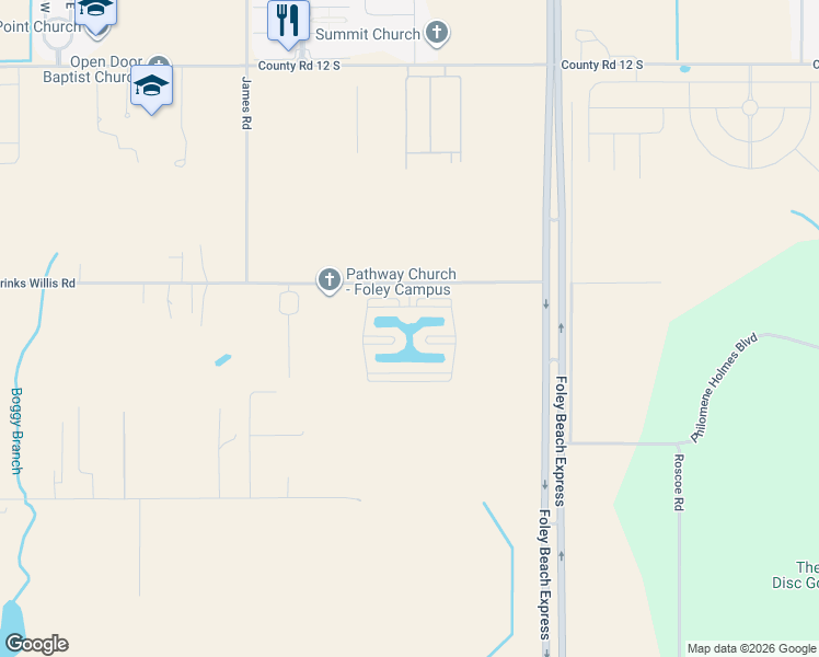 map of restaurants, bars, coffee shops, grocery stores, and more near 101 Viabella Terra in Foley