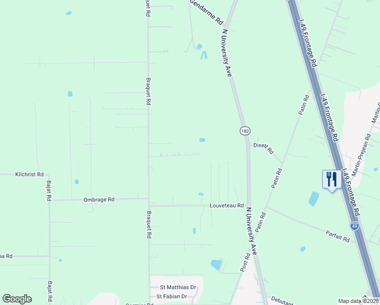 map of restaurants, bars, coffee shops, grocery stores, and more near 100-298 Legrande Road in Carencro