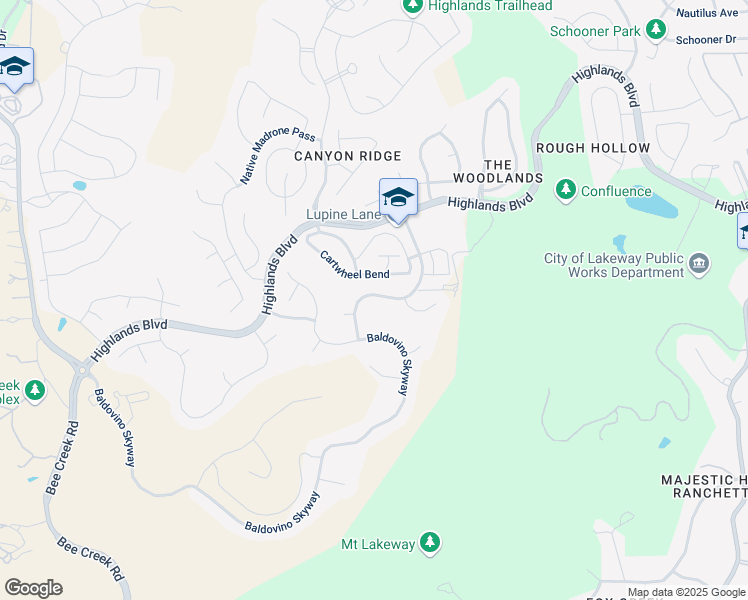 map of restaurants, bars, coffee shops, grocery stores, and more near 312 Highland Village Drive in Austin