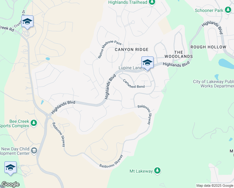 map of restaurants, bars, coffee shops, grocery stores, and more near 506 Baldovino Skyway in Austin