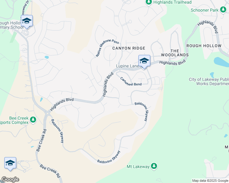 map of restaurants, bars, coffee shops, grocery stores, and more near 504 Summer Wilson Cove in Austin