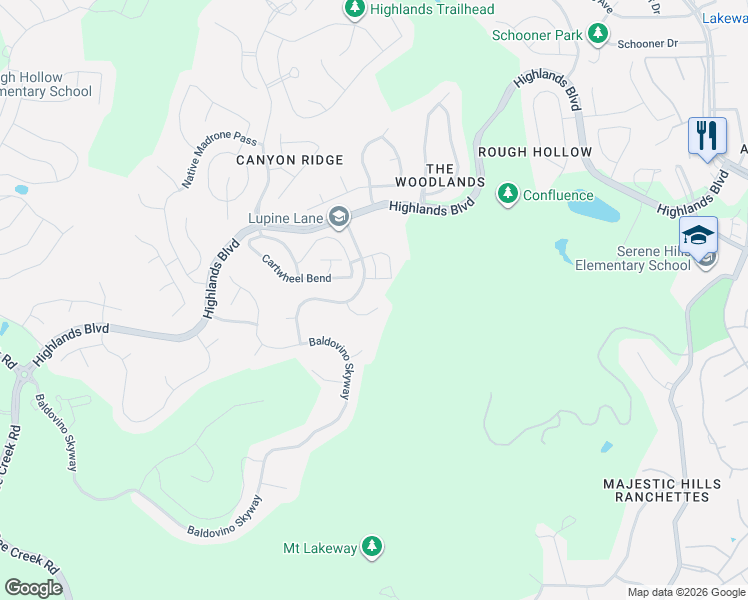 map of restaurants, bars, coffee shops, grocery stores, and more near 219 Vista Village Cove in Austin
