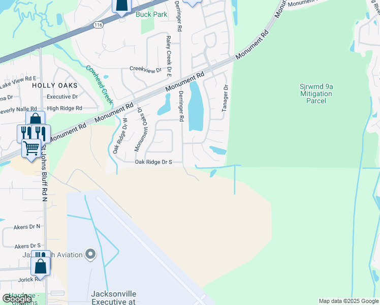 map of restaurants, bars, coffee shops, grocery stores, and more near 11462 Willet Court South in Jacksonville