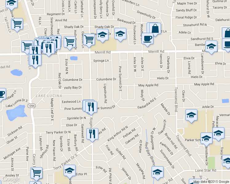 map of restaurants, bars, coffee shops, grocery stores, and more near 2334 Gaillardia Road in Jacksonville