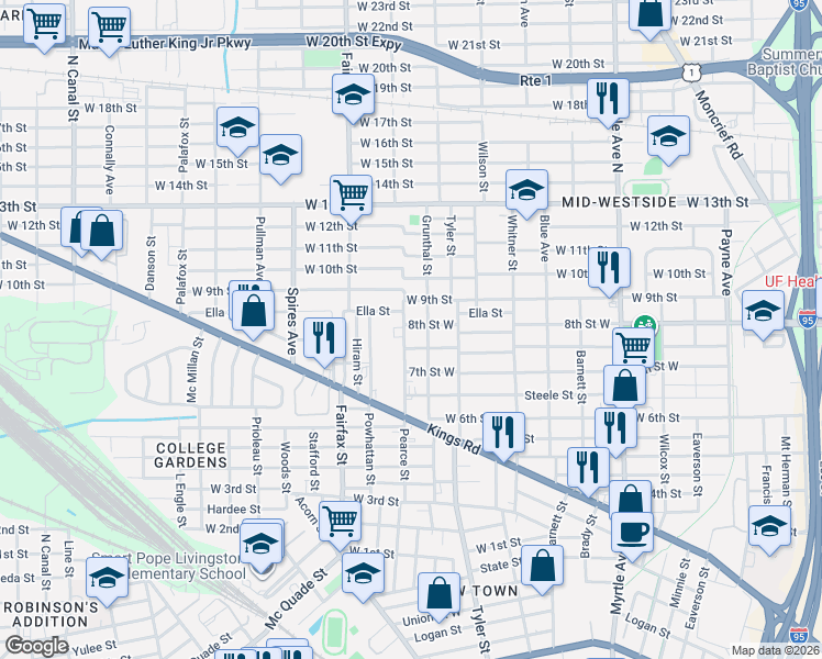 map of restaurants, bars, coffee shops, grocery stores, and more near 1679 Mc Conihe Street in Jacksonville