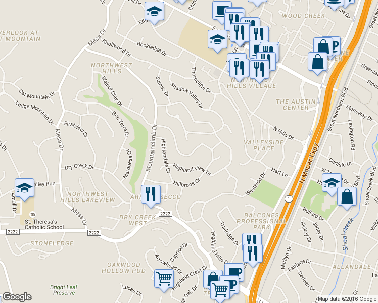 map of restaurants, bars, coffee shops, grocery stores, and more near in Austin