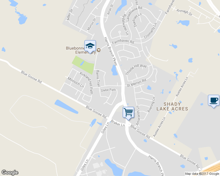 map of restaurants, bars, coffee shops, grocery stores, and more near 6620 Glebe Path in Austin