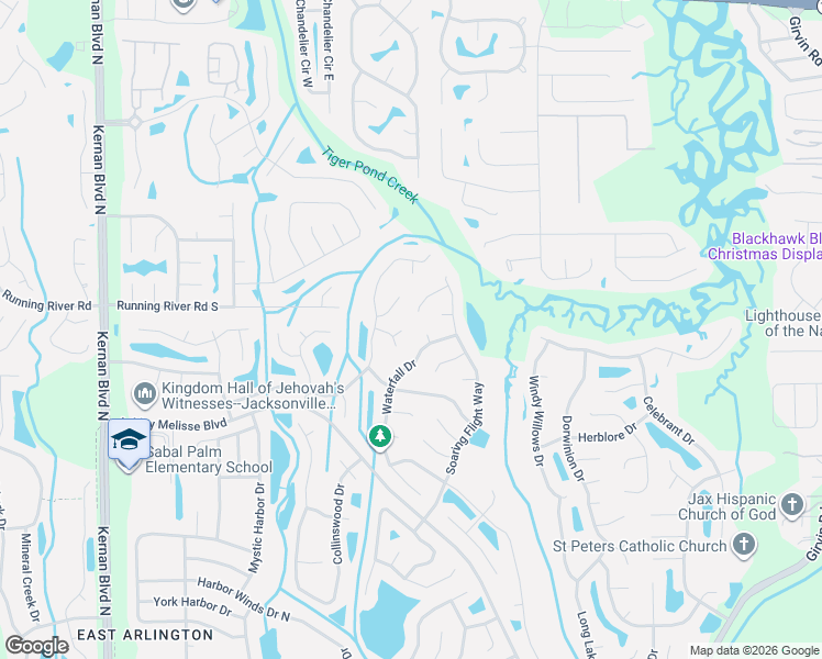 map of restaurants, bars, coffee shops, grocery stores, and more near 12312 Broad Wing Drive in Jacksonville