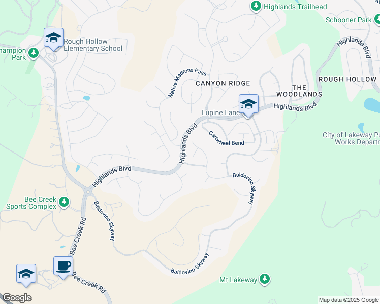 map of restaurants, bars, coffee shops, grocery stores, and more near 507 Summer Wilson Cove in Austin