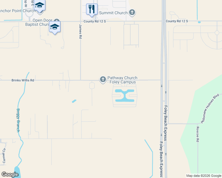 map of restaurants, bars, coffee shops, grocery stores, and more near Portofino Loop in Foley