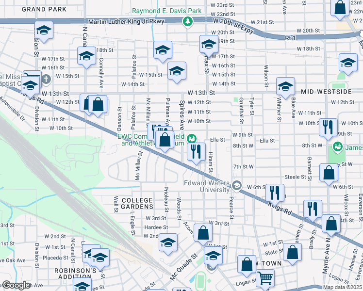 map of restaurants, bars, coffee shops, grocery stores, and more near 1808 Spires Avenue in Jacksonville