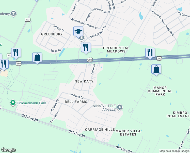 map of restaurants, bars, coffee shops, grocery stores, and more near 12914 Ceder Street in Manor