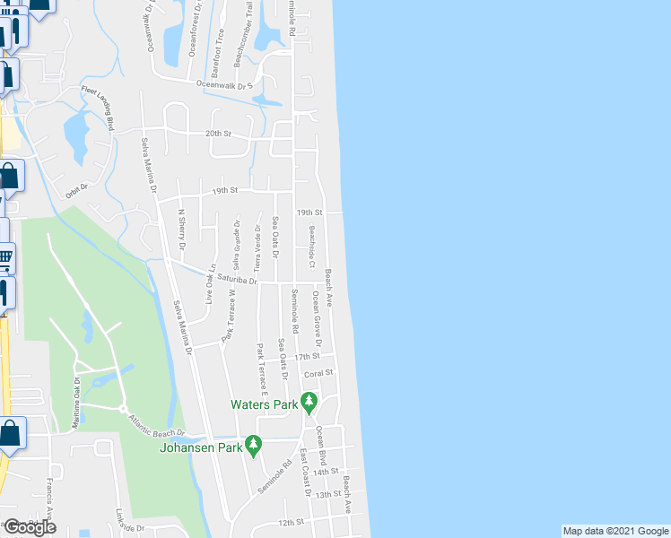 map of restaurants, bars, coffee shops, grocery stores, and more near 1881 Beach Avenue in Atlantic Beach