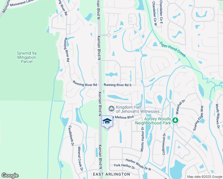 map of restaurants, bars, coffee shops, grocery stores, and more near 12393 Eagles Claw Lane in Jacksonville