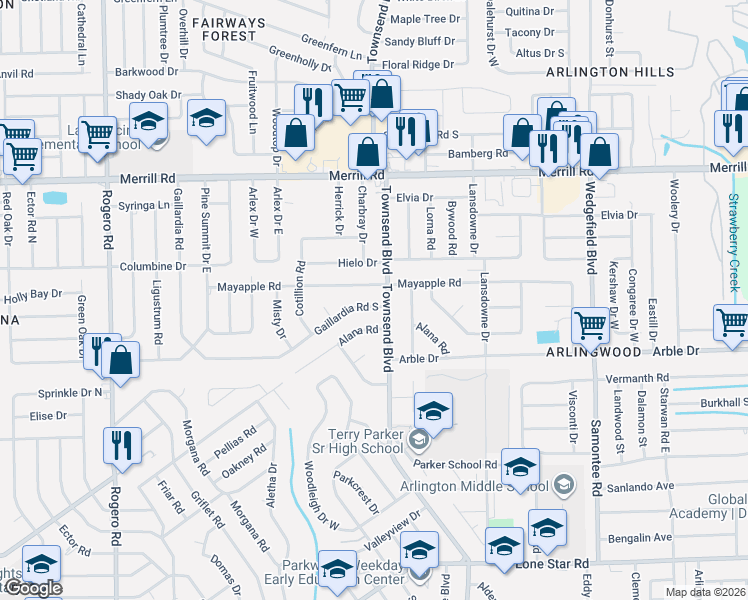 map of restaurants, bars, coffee shops, grocery stores, and more near in Jacksonville
