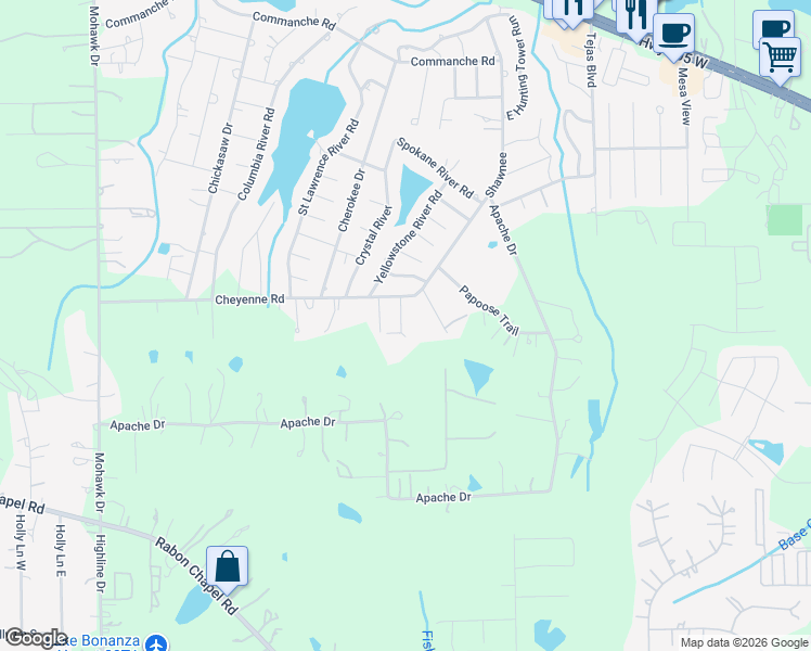 map of restaurants, bars, coffee shops, grocery stores, and more near 1006 Cheyenne Road in Montgomery