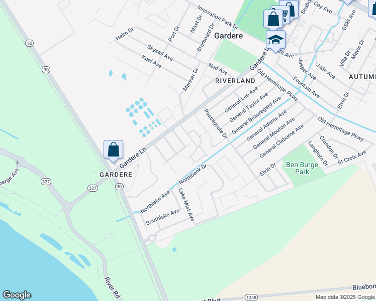 map of restaurants, bars, coffee shops, grocery stores, and more near 2647 Amanda Drive in Baton Rouge