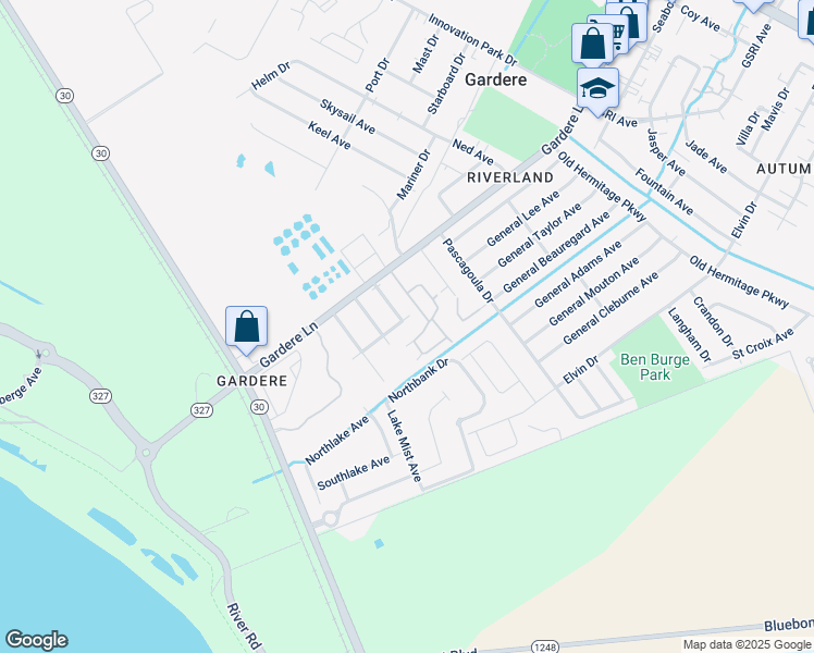 map of restaurants, bars, coffee shops, grocery stores, and more near 2715 Amanda Drive in Baton Rouge