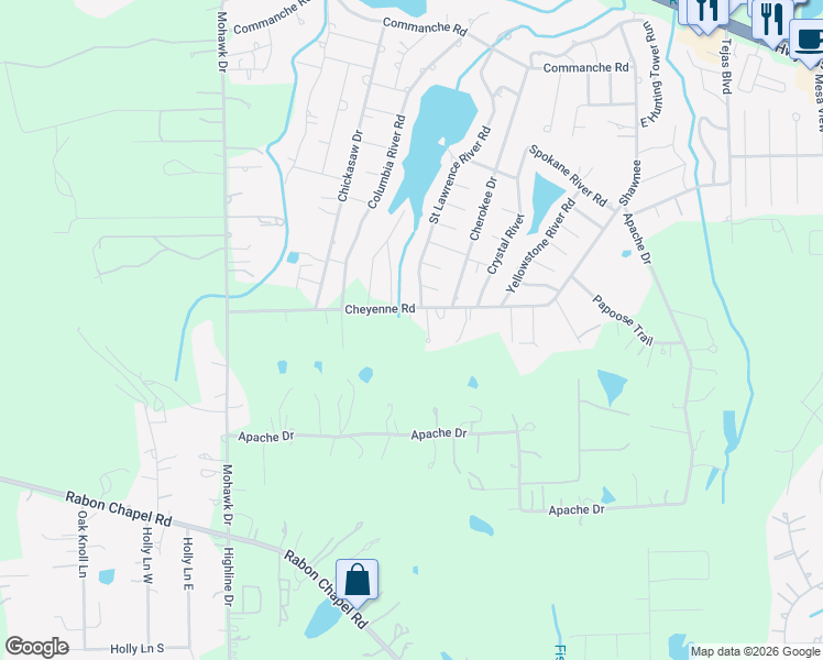 map of restaurants, bars, coffee shops, grocery stores, and more near 606 Cheyenne Road in Montgomery