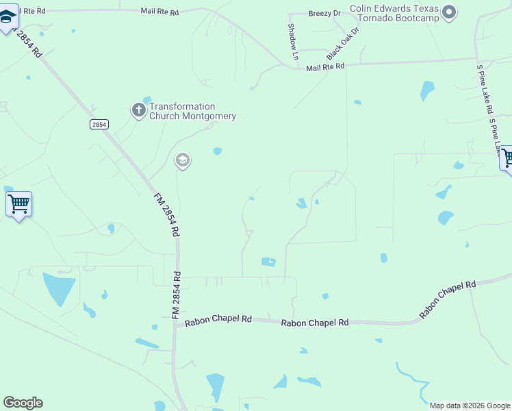 map of restaurants, bars, coffee shops, grocery stores, and more near 18648 Kinkaid Road East in Montgomery