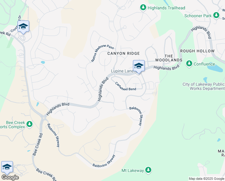 map of restaurants, bars, coffee shops, grocery stores, and more near 603 Baldovino Skyway in Austin