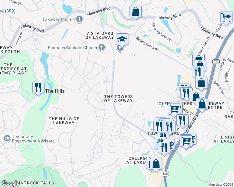map of restaurants, bars, coffee shops, grocery stores, and more near 1915 Lohmans Crossing Road in Lakeway