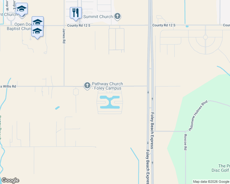 map of restaurants, bars, coffee shops, grocery stores, and more near 101 Viabella Terra in Foley