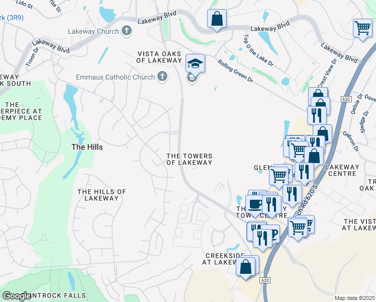 map of restaurants, bars, coffee shops, grocery stores, and more near 1915 Lohmans Crossing Road in Austin