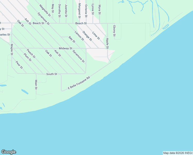 map of restaurants, bars, coffee shops, grocery stores, and more near 4801-6099 E Belle Fontaine Rd in Ocean Springs