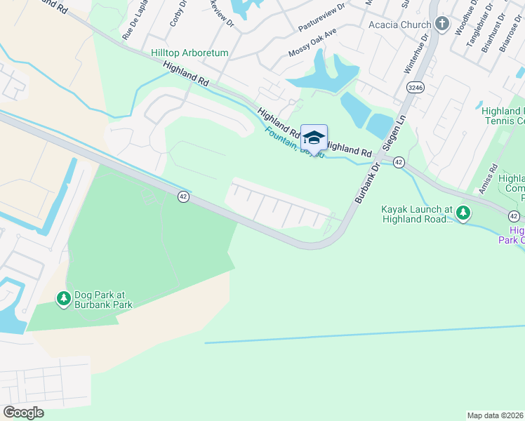 map of restaurants, bars, coffee shops, grocery stores, and more near 526 Warbler Crossing Avenue in Baton Rouge