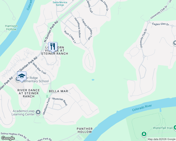 map of restaurants, bars, coffee shops, grocery stores, and more near 413 Horseback Hollow in Austin