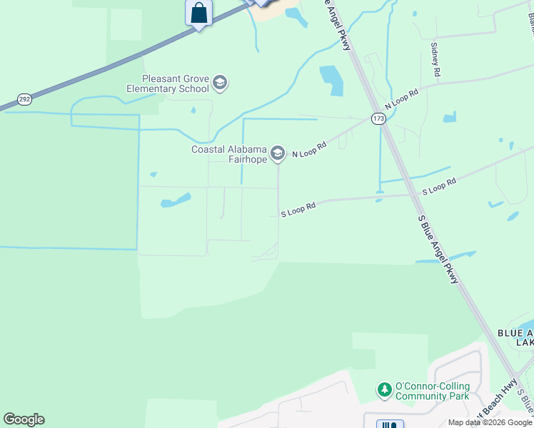 map of restaurants, bars, coffee shops, grocery stores, and more near 10175 North Loop Road in Pensacola