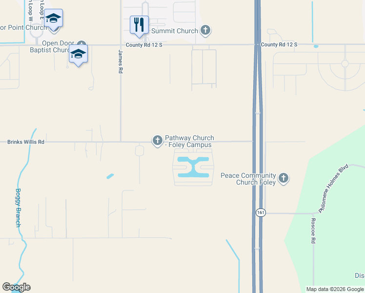 map of restaurants, bars, coffee shops, grocery stores, and more near Portofino Loop in Foley