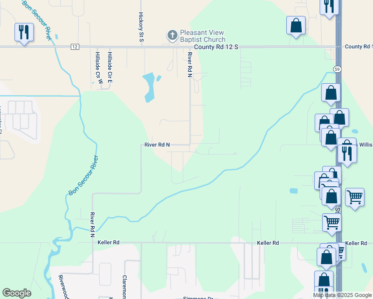 map of restaurants, bars, coffee shops, grocery stores, and more near 19233 Cool Springs Drive in Foley
