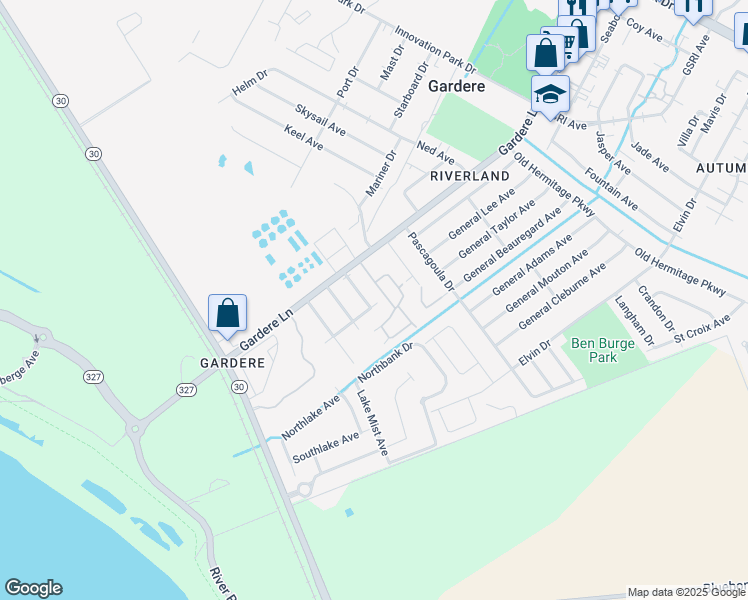 map of restaurants, bars, coffee shops, grocery stores, and more near 8575 Leake Avenue in Baton Rouge